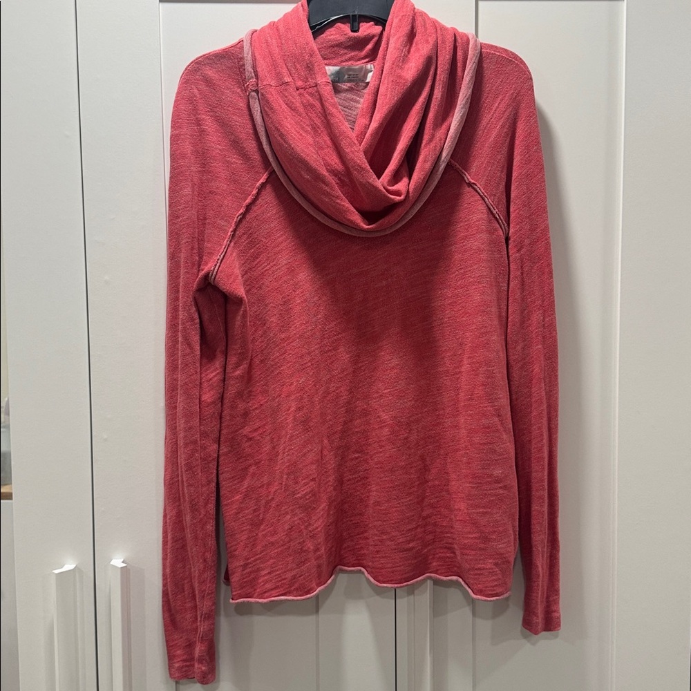 Free People Beach Tee long sleeve cotton Cowl Neck One Size rose pullover